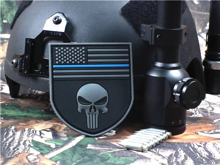 Тонкая Голубая линия США американский флаг Снайпер 3D ПВХ Каратель ЧЕРЕП devgru патч Мультикам эмблема с изображением флага морской печати нашивки значки