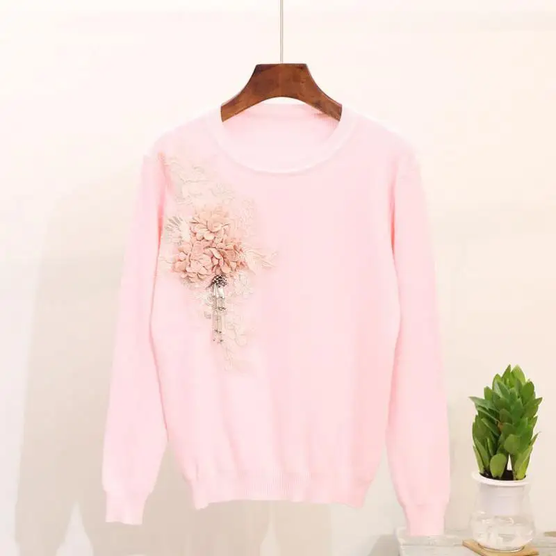 Cartoon Long Ear Rabbit AN MO YAN High Quality Black Women's Sweater Fashion Print Sequins Harajuku Loose Pullover Sweet Tops | Женская