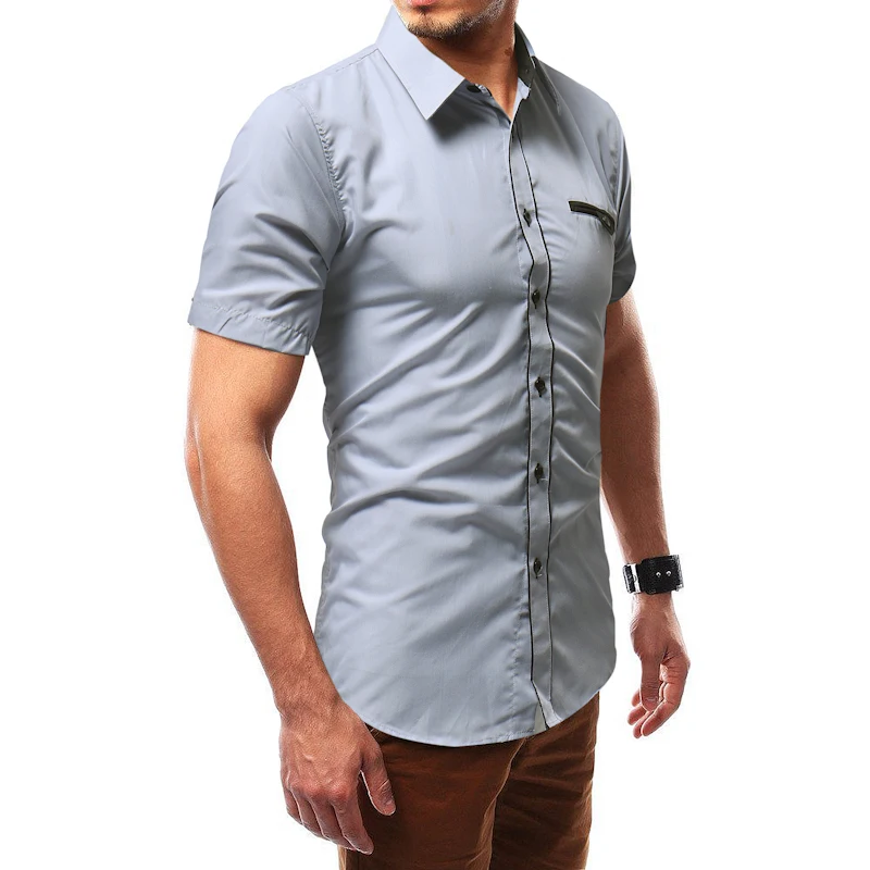 Unpadupe 2019 Мужская рубашка индивидуальное пороговое платье короткий рукав Slim Fit Camisa