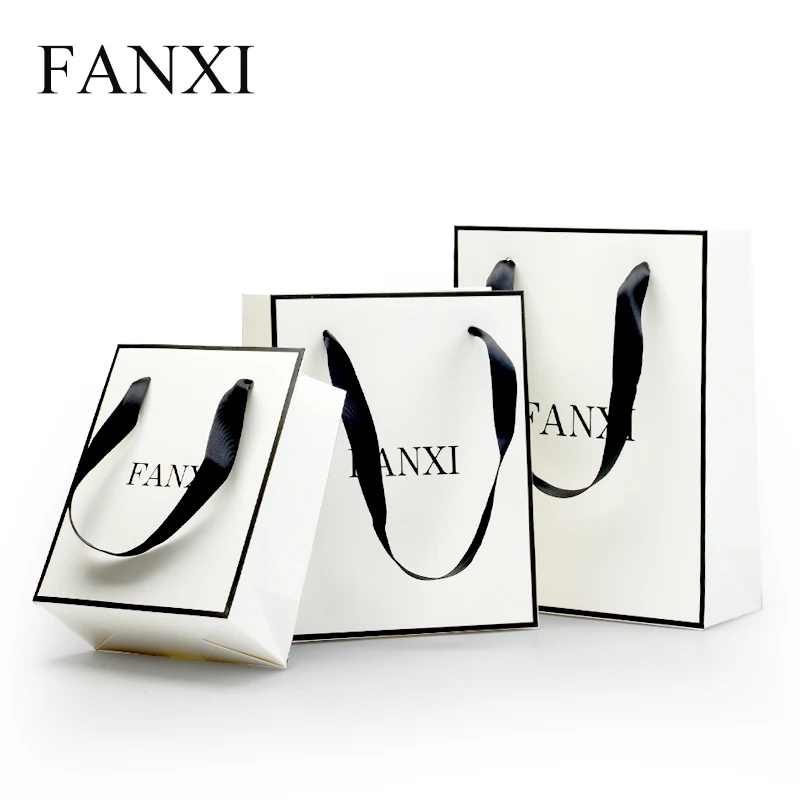 FANXI 10 шт./лот покрытием белые бумажные пакеты ювелирных изделий Подарочная сумка производитель упаковки и хранения Лидер продаж