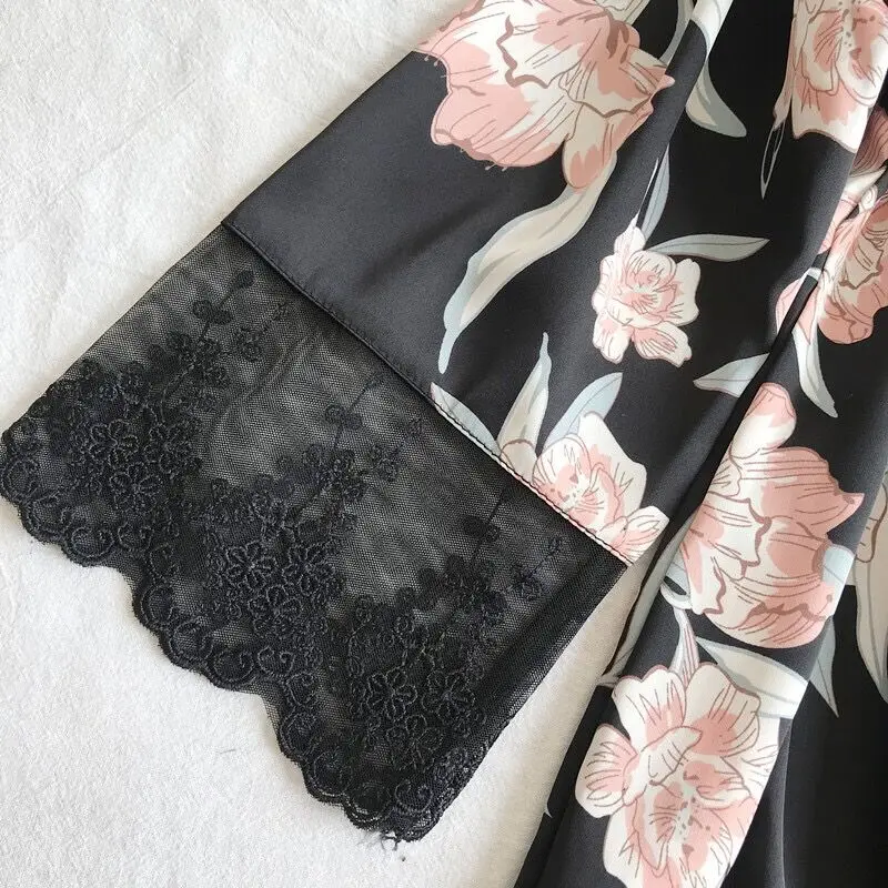 Атласная Женская одежда для сна из 4 предметов сексуальная v образная горловина +