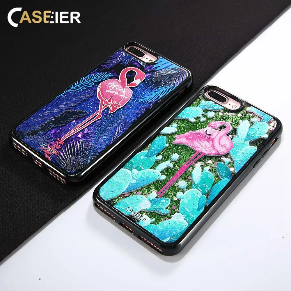 CASEIER 3D чехол с единорогом для iPhone X 8 7 6s Plus силиконовый зыбучий песок блестящий 6S 6