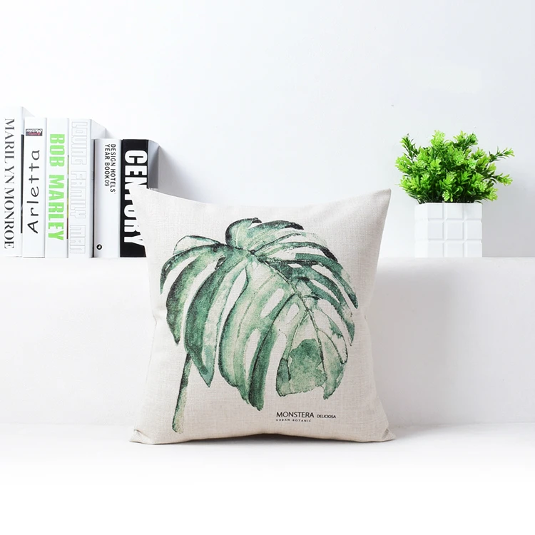 Новый современный простой льняные Чехлы для подушек зеленых растений подушка