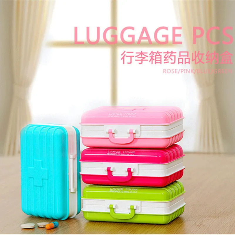 1 шт. Чемодан Коробка органайзер путешествия пластик складной витамин медикина