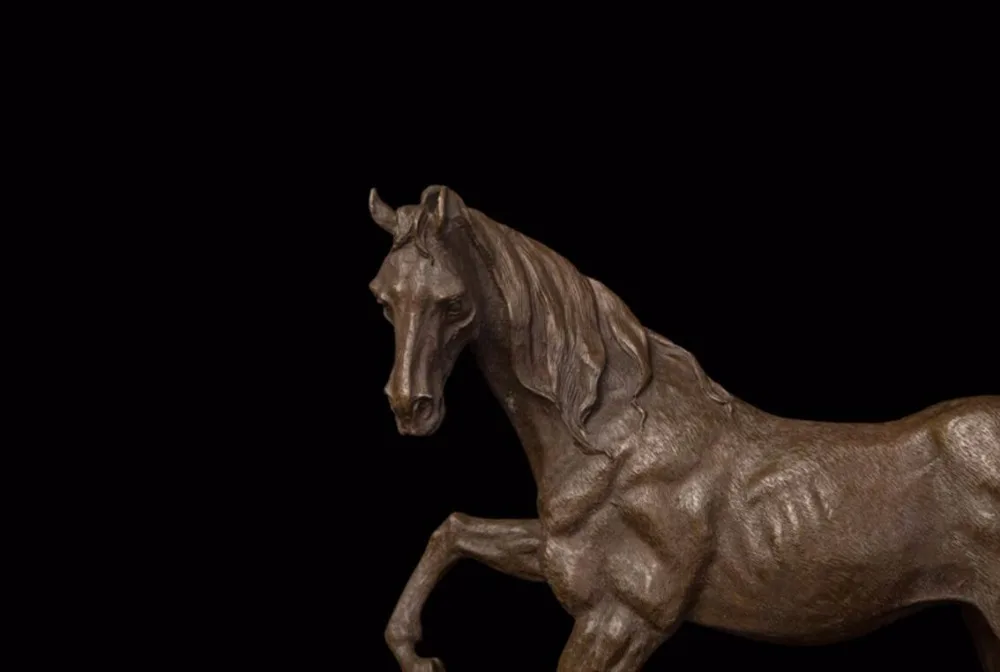 34 CM Western Art Deco Pure Bronze Marble Fine Horse Equine Ornament Sculpture | Дом и сад