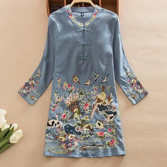 women blouses 2019 fashion casual embroidery print blouse vintage loose shirt summer women tops  plus size clothes female