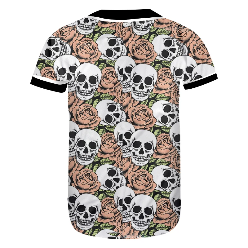 UJWI красная роза Мужская футболка с 3D принтом кучи черепов средней и длинной