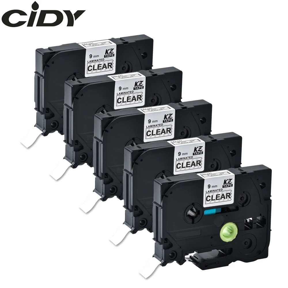 CIDY 5 рулонов черная на прозрачном TZe121 TZe 121 P сенсорная лента для этикеток
