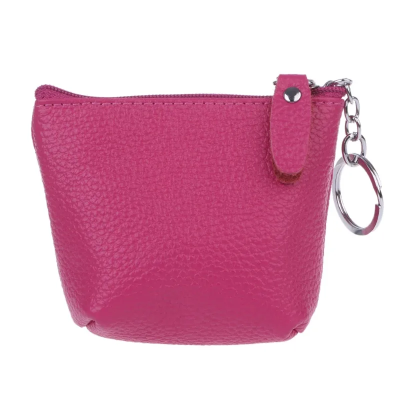 Fashion Coin Purses Women Men Leather Coin Purse Card Holder Wallet Keyring Zipper Small Change Bag