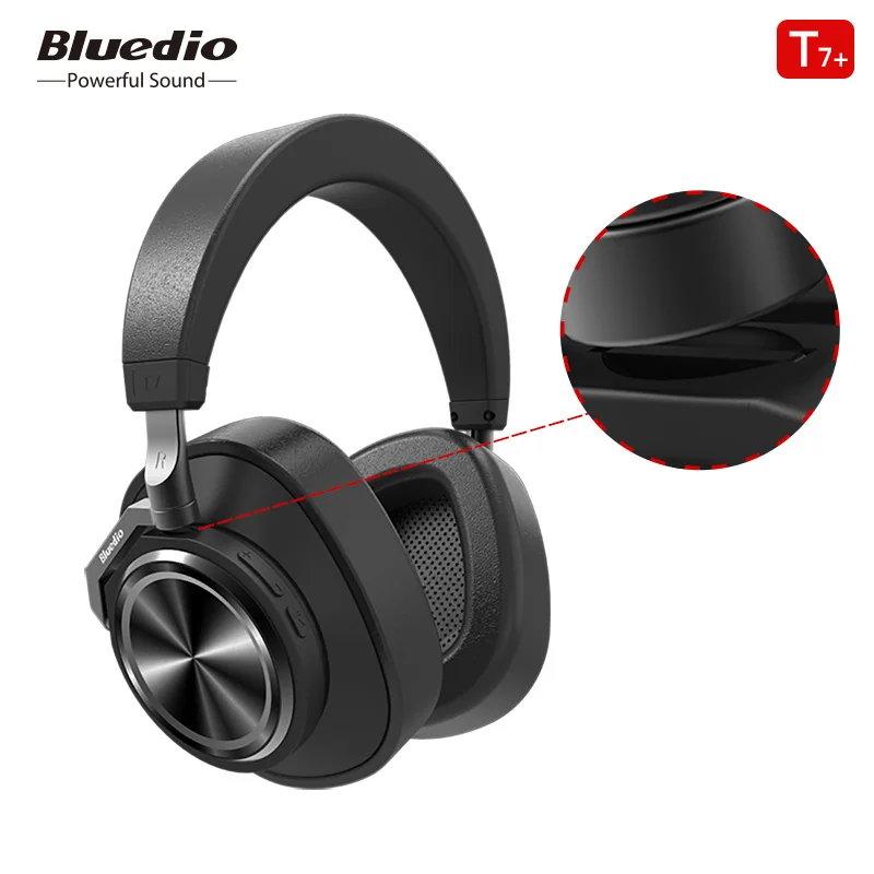 Bluetooth-наушники Bluedio T7 с функцией активного шумоподавления, беспроводная гарнитура для телефонов и музыки с распознаванием лица - Цвет: T7Plus SD card slot