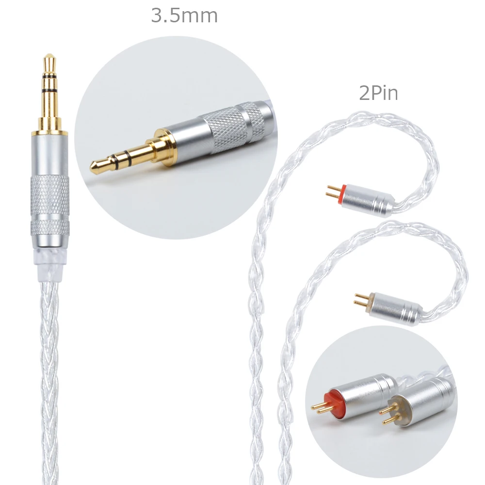 Nicehck 4,4/3,5/2,5 мм балансный MMCX/2Pin разъем 8 Core посеребренный кабель для kzzsn ZS10 AS06 лампа указателя V80 TFZ nicehck M6/DT600