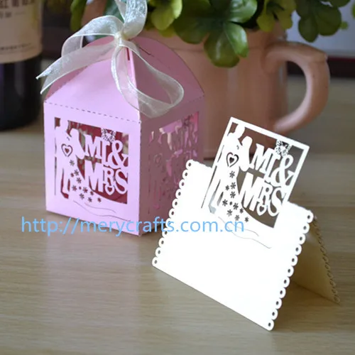 Paper Box Single Laser cut Mr &amp Mrs Wedding cupcake favor box | Дом и сад