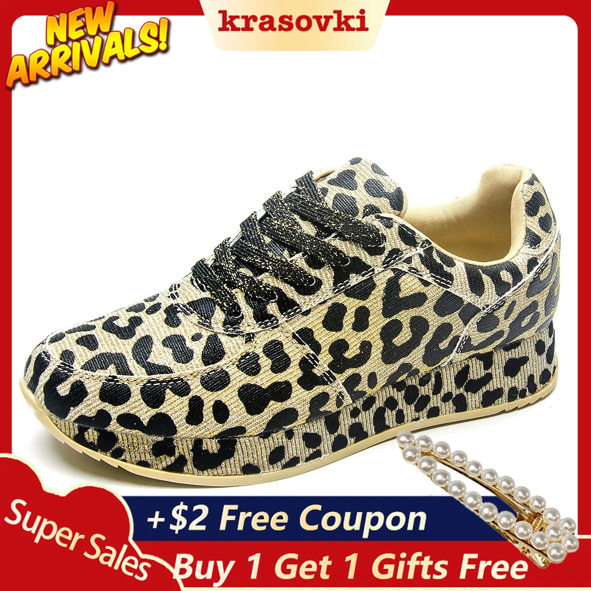 Красовки большой размер 41 Леопардовый принт личность FashionDropshipping Повседневное