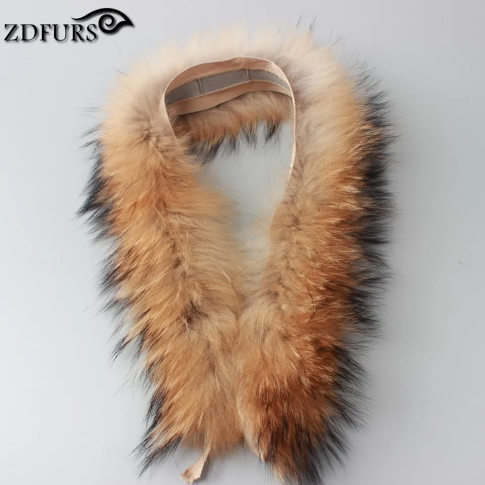 Женский меховой воротник из 100% натурального меха енота длинный зимний шарф 70 см с