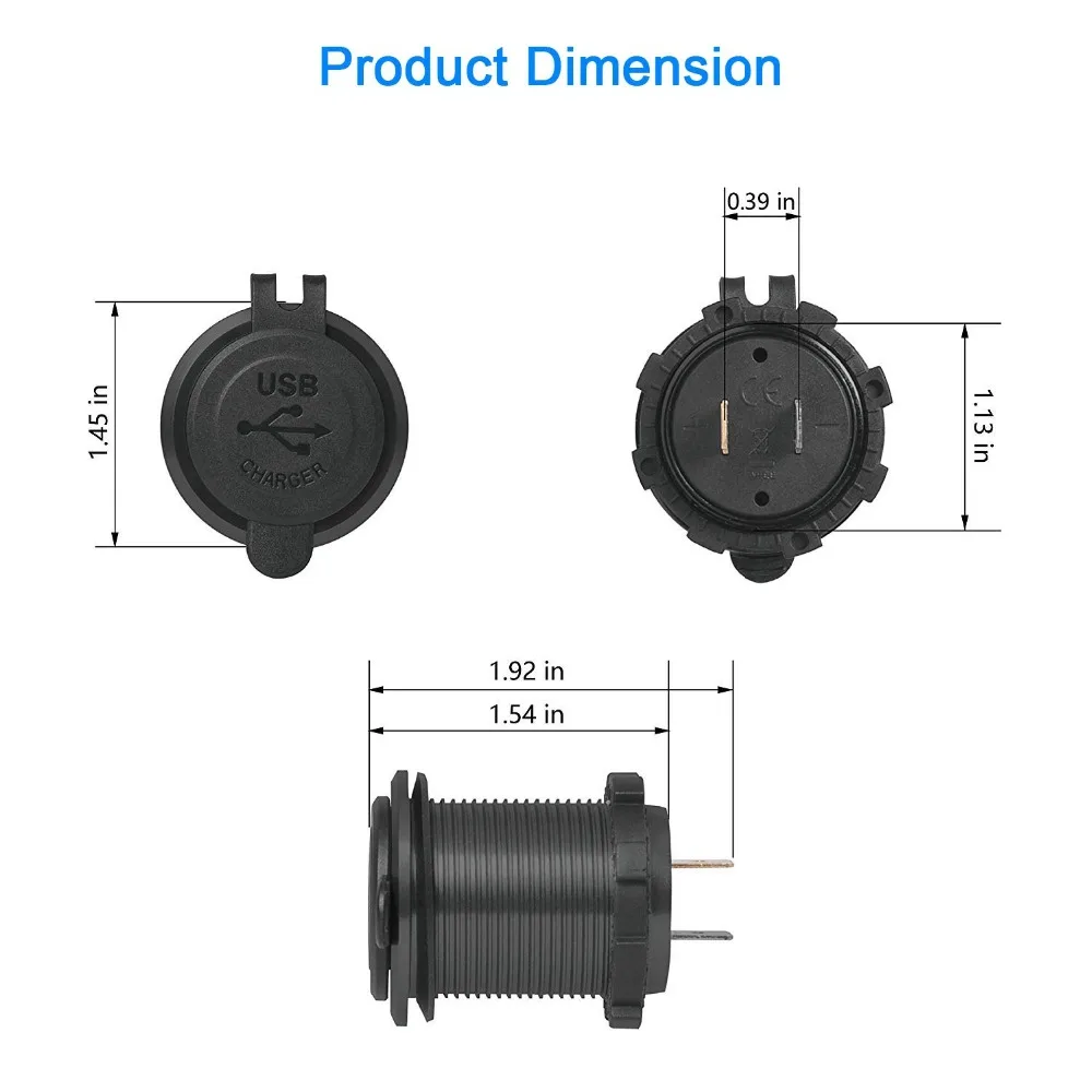 12 V 24 Dual USB зарядное устройство розетка питания 1A & 2.1A для автомобиля лодки морской