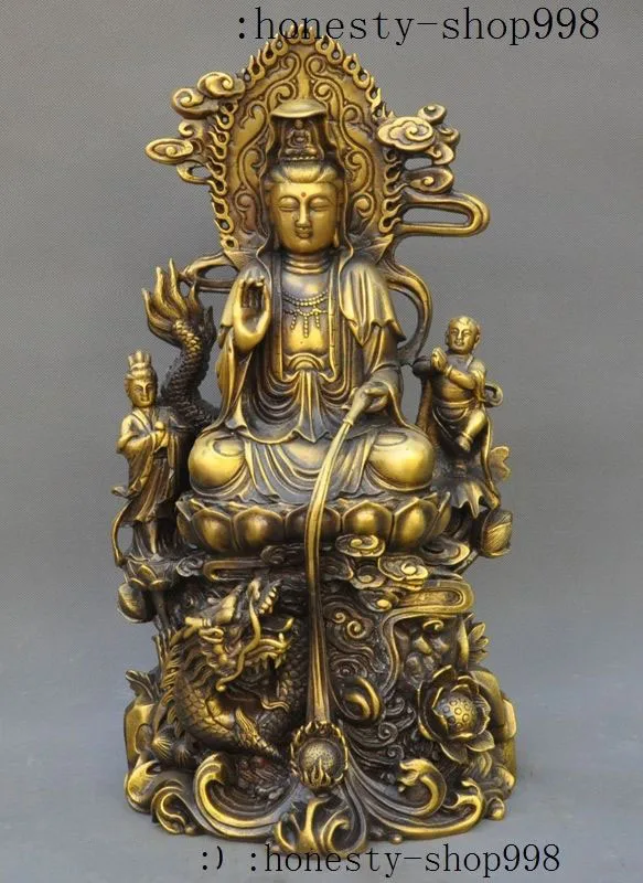 

Christmas Chinese buddhism temple brass Dragon kwan-yin GuanYin Bodhisattva buddha statue Halloween