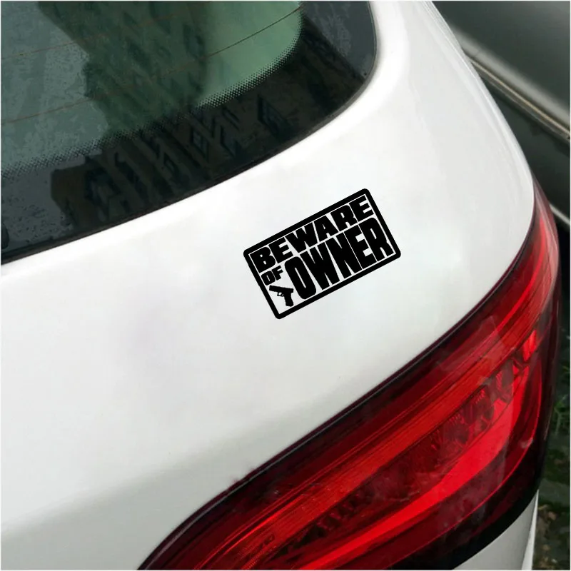 

YJZT 15.4CM*8.4CM Car Styling For BEWARE OF OWNER Vinyl Car Sticker Decal Graphical Black Silver C11-1430