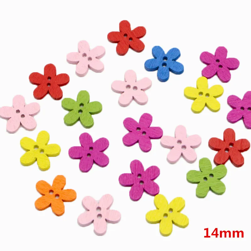 14mm 12pcs Распродажа! Lucia crafts 12 шт. 14 мм 2 отверстия Смешанные Цветочные Деревянные Кнопки DIY шитье скрапбукинг декоративные аксессуары CH1241 - Цвет: 14mm 12pcs