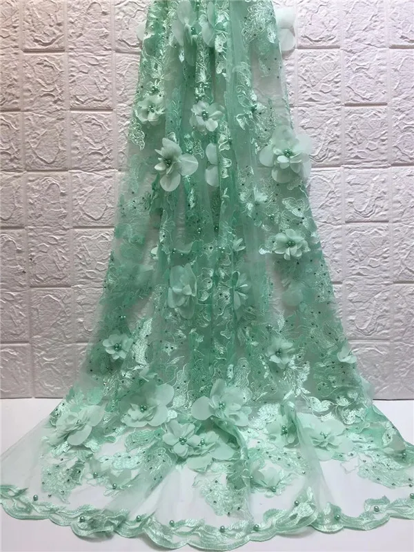 2019 Последняя французская 3D аппликация бусины камень Тюль кружевная ткань золото