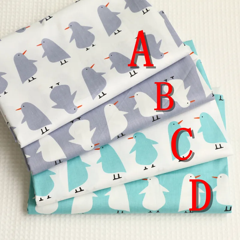 Хлопчатобумажная ткань с мультипликационным принтом пингвинов Twill Tilda сделай сам