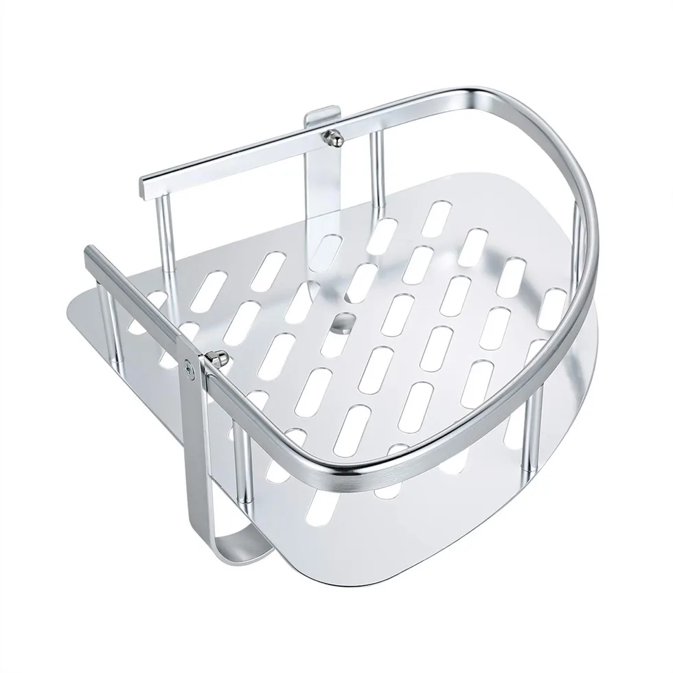 Bright Silver Shower Caddy Bathroom Shelf 1 layer for Shampoo Wall Mounted Basket etagere salle de bain murale banheiro | Обустройство