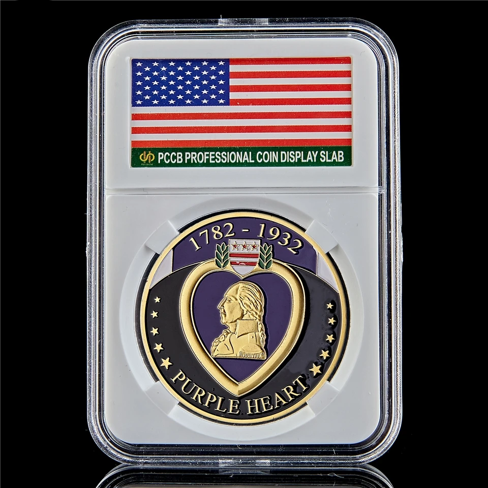 

1782-1932 USA Heroic Soldiers High Honor Purple Heart Gold Plated Military Token Challenge Collectibles Coin Value W/PCCB Box