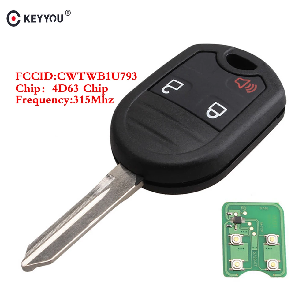 Дистанционный ключ KEYYOU с 3 кнопками для Ford F150 250 350 2004 2005 2006 2007 2010 Fob 315 МГц чипом 4D63