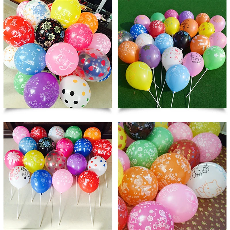 

10pcs 12Inch Latex Romantic Round Balloon Decahedron Printed Wedding Decoration Ballon Celebration Happy Birthday Party Supplies