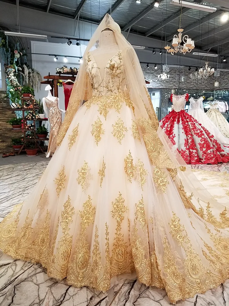 Великолепные мусульманские свадебные платья золотого цвета блестящее свадебное