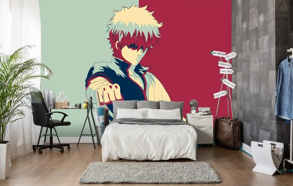 

[Самоклеющиеся] 3D Gintama мультфильм Граффити 2 Япония Аниме настенная бумага настенная печать настенные наклейки