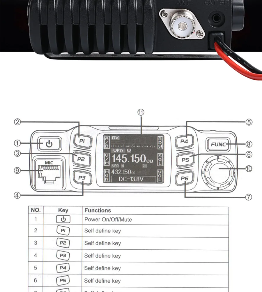 Подходит для AnyTone AT-778UV двухдиапазонный приемопередатчик мобильное радио VHF/UHF двухстороннее радио 200 Канал 5 Вт мощное автомобильное радио