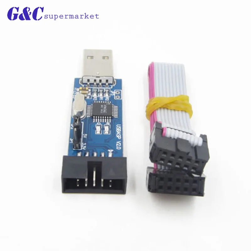USBASP + 10PIN для 6PIN адаптер Новый USBISP AVR программист USB ATMEGA8 ATMEGA128 | Электронные