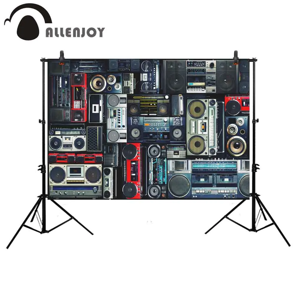 Allenjoy photography backdrop vintage wall radio boombox music background photocall photobooth photo studio prop deroration