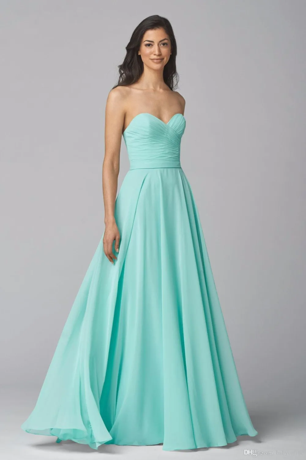 2017 дешевые бирюзовое зеленое длинное шифоновое платье для подружки невесты
