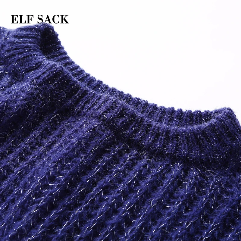 ELFSACK Autumn New Warm Women Sweater Casual Hand Knitted O-Neck Woman Pullovers Solid Loose Harajuku Femme Clothes | Женская одежда