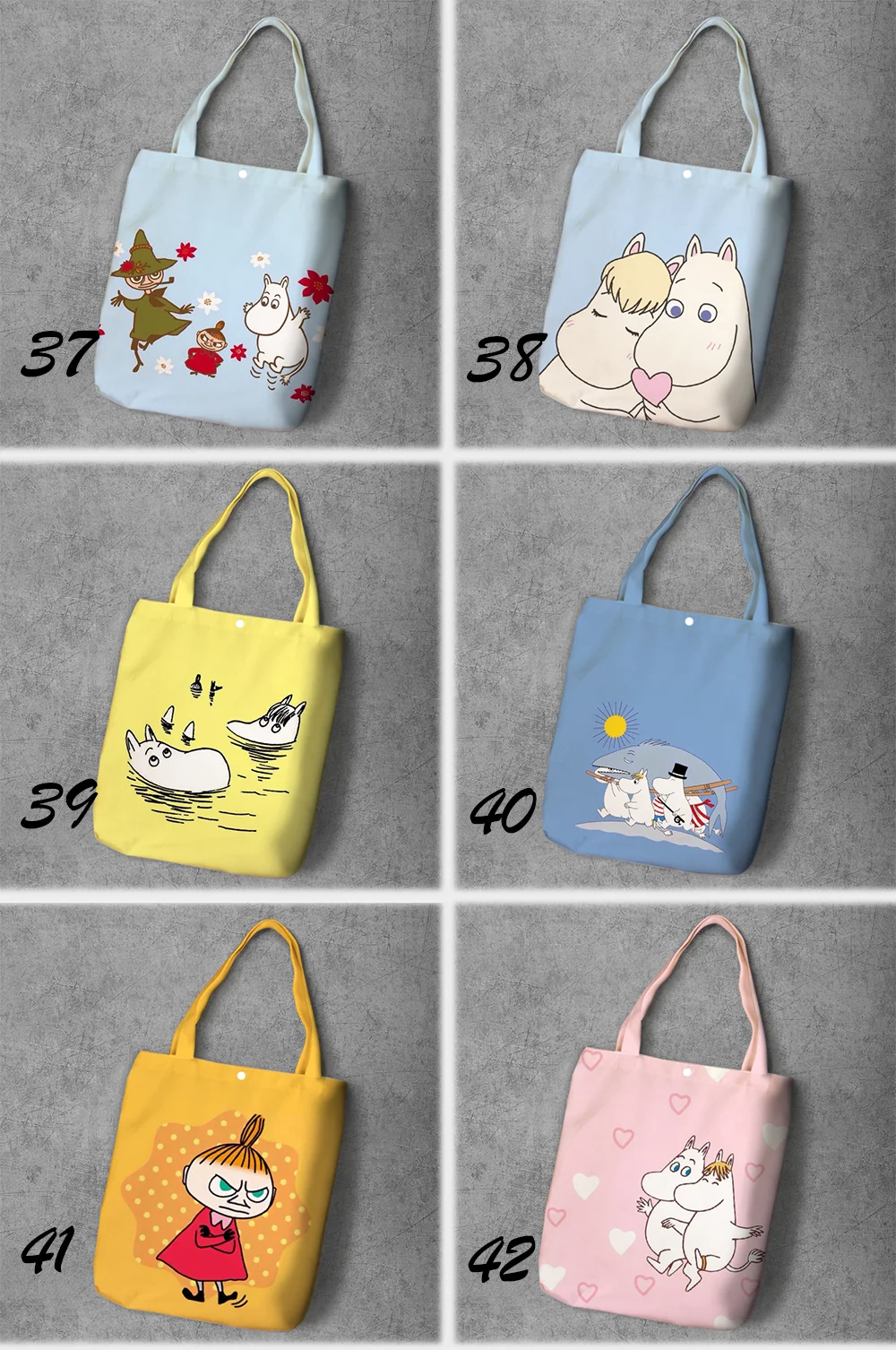 Moomin сумка для покупок милый гиппопотам тонкий маленький мой рюкзак на плечо Студенческая Холщовая Сумка с принтом Сумка-тоут на кнопках Холщовая Сумка