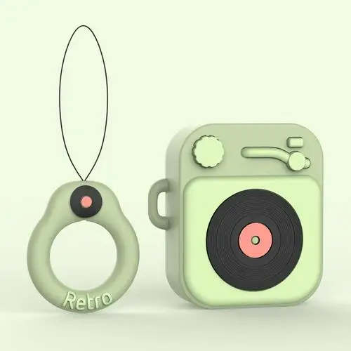 Темно-зеленый Универсальный мягкий силиконовый Airpods защитный силиконовый чехол для bluetooth-гарнитуры, комплект с милым мультяшным рисунком Ins, чехол для наушников, коробка для наушников - Цвет: Темно-зеленый