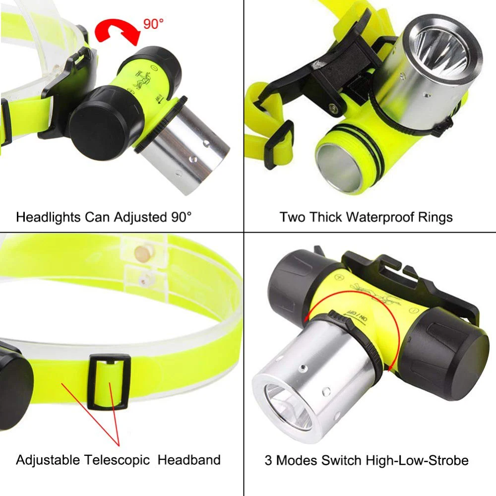 Lightingview 1800LM Супер Яркий T6 LED AAA/18650 налобный фонарь для плавания и дайвинга