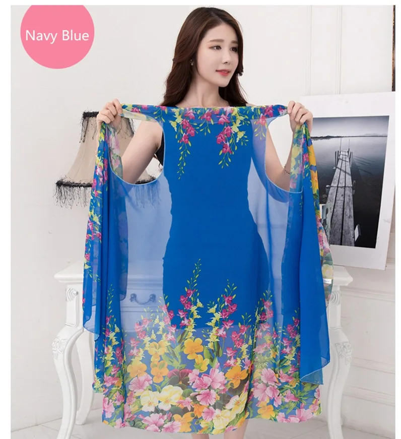 Navr Blue Royalmaybe шелковый шарф женские шали и палантины Летний Пляжный солнцезащитный шарф женские многофункциональные высококачественные модные шарфы - Цвет: Navr Blue
