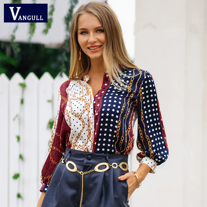 Vangull женская рубашка с цепочкой принтом 2019 новая весенне Летняя Повседневная