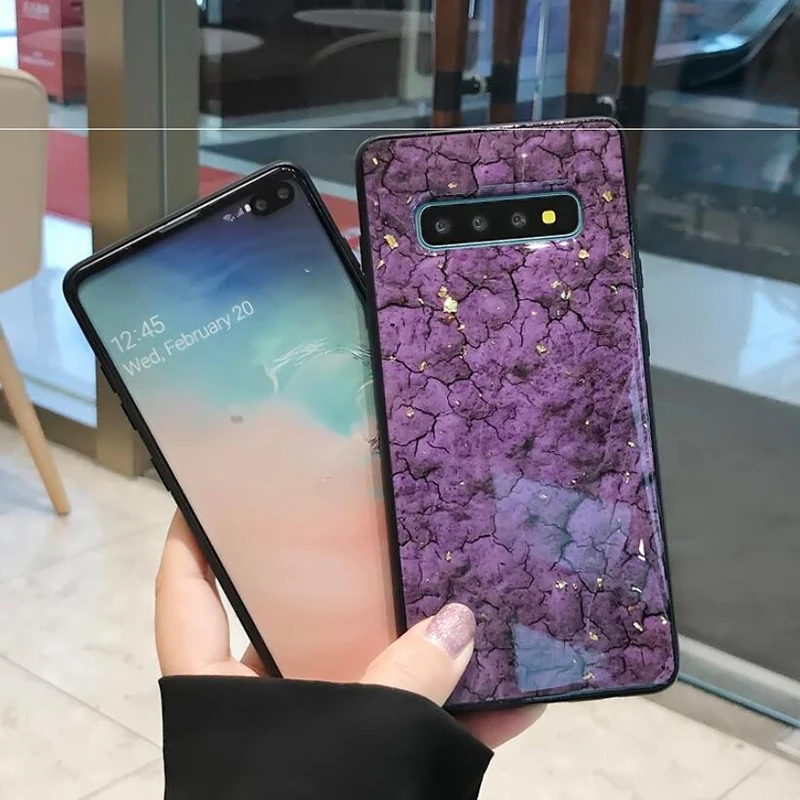 MUSSELS Sparkle Gold Foil Soft Phone Cases For Samsung Galaxy S8 S9 S10 Plus Case Retro Marble Cover Note 8 9 |