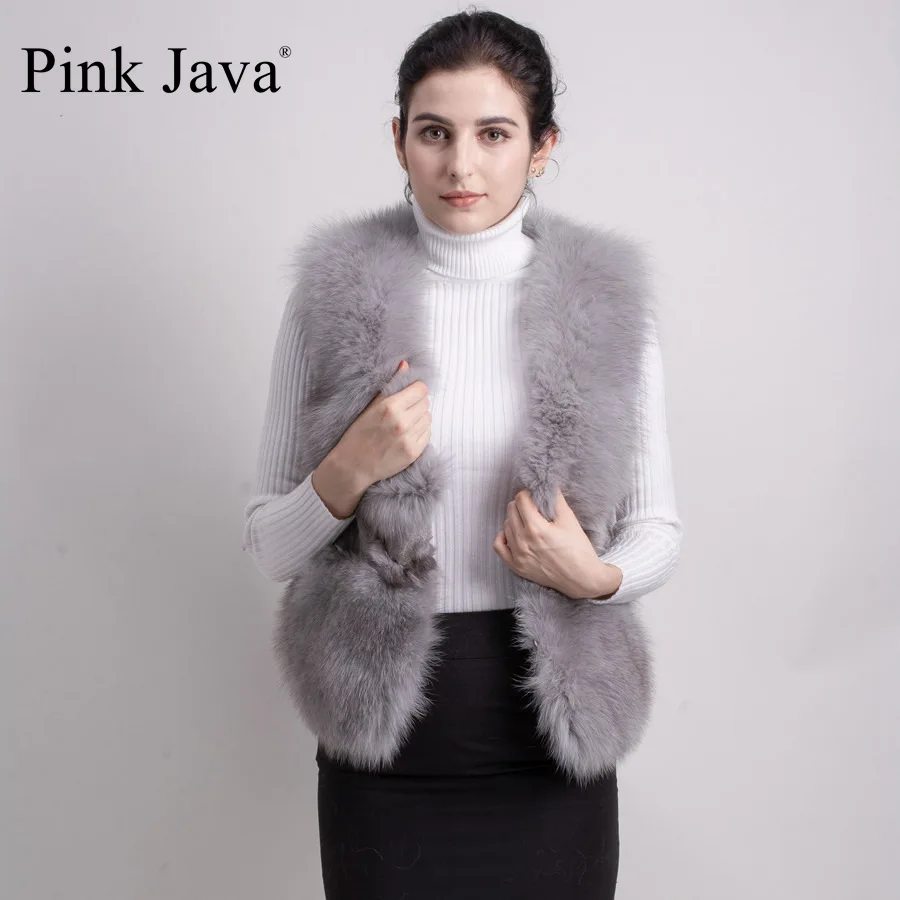 Розовый java QC5026 2017 новое поступление натуральный Лисий мех жилет для женщин