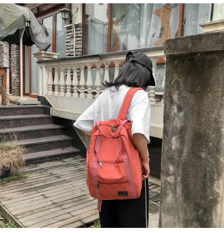 Модный женский рюкзак, Одноцветный нейлоновый рюкзак Mochilas, женская сумка на плечо, рюкзак для девочек-подростков