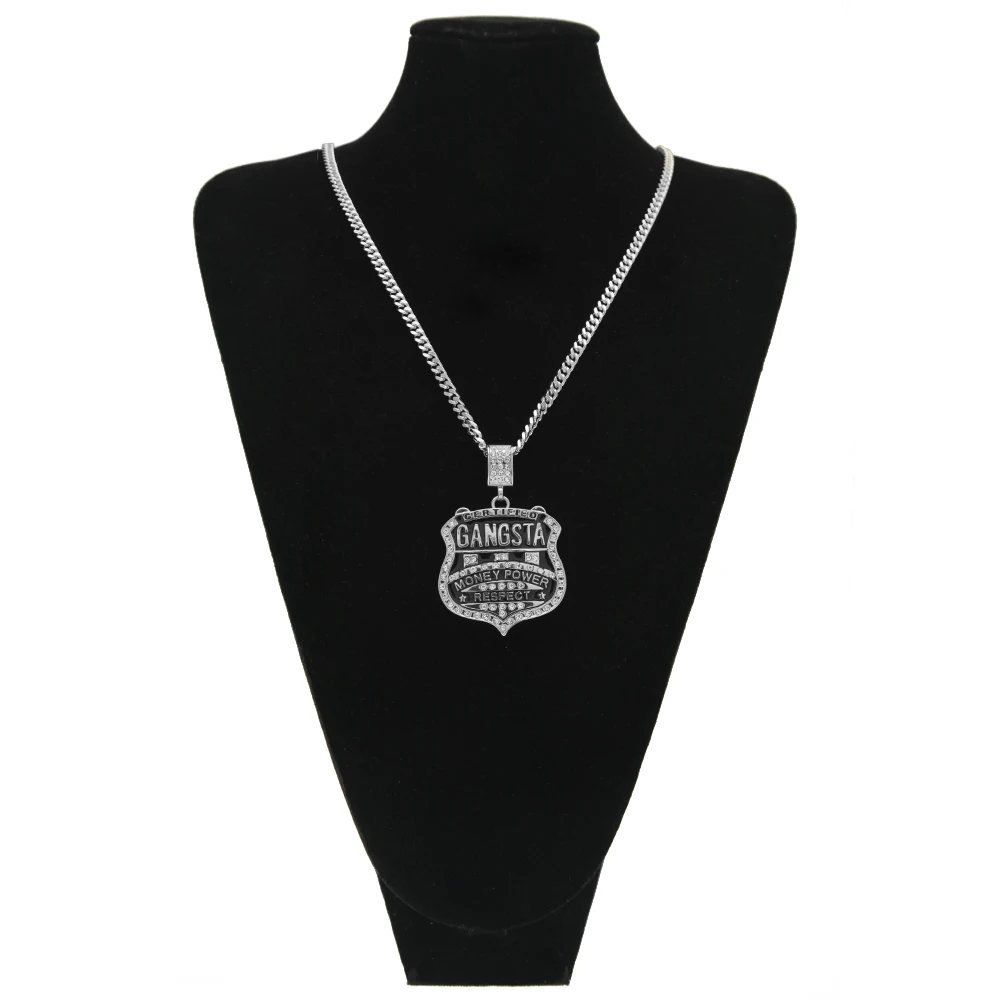 Лидер продаж хип хоп ювелирные изделия щит гангста стразы ожерелье с кулоном