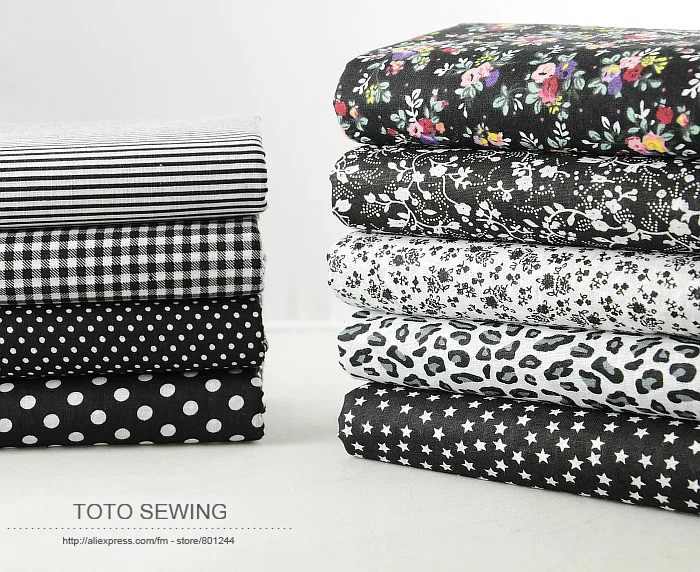 50cmx50cm 9 Designs "Black Set" Fat Quarters Bundle Cotton Fabric for Sewing Tolda Scrapbooking Quilting Patchwork Doll W3B5-6