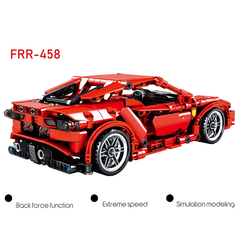 

technical Speed champion racing building block racer figures Italia horse brand Ferra 458 pull back vehicle super sport car toys
