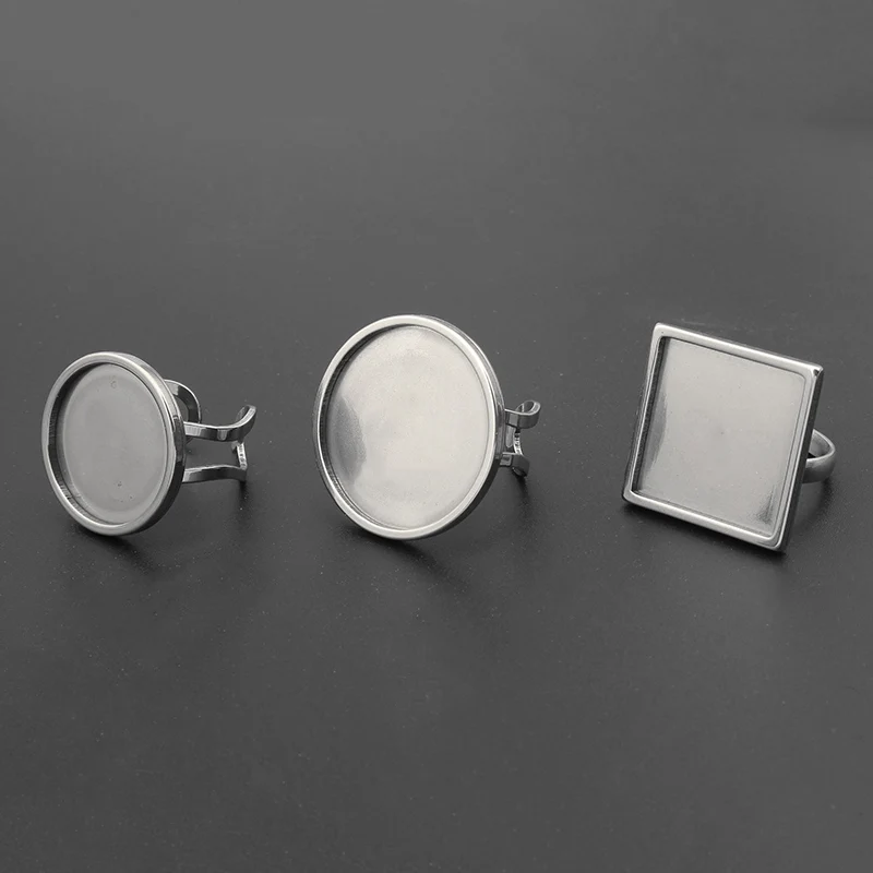 2 шт. регулируемое круглое/квадратное основание кабошона из нержавеющей стали 20