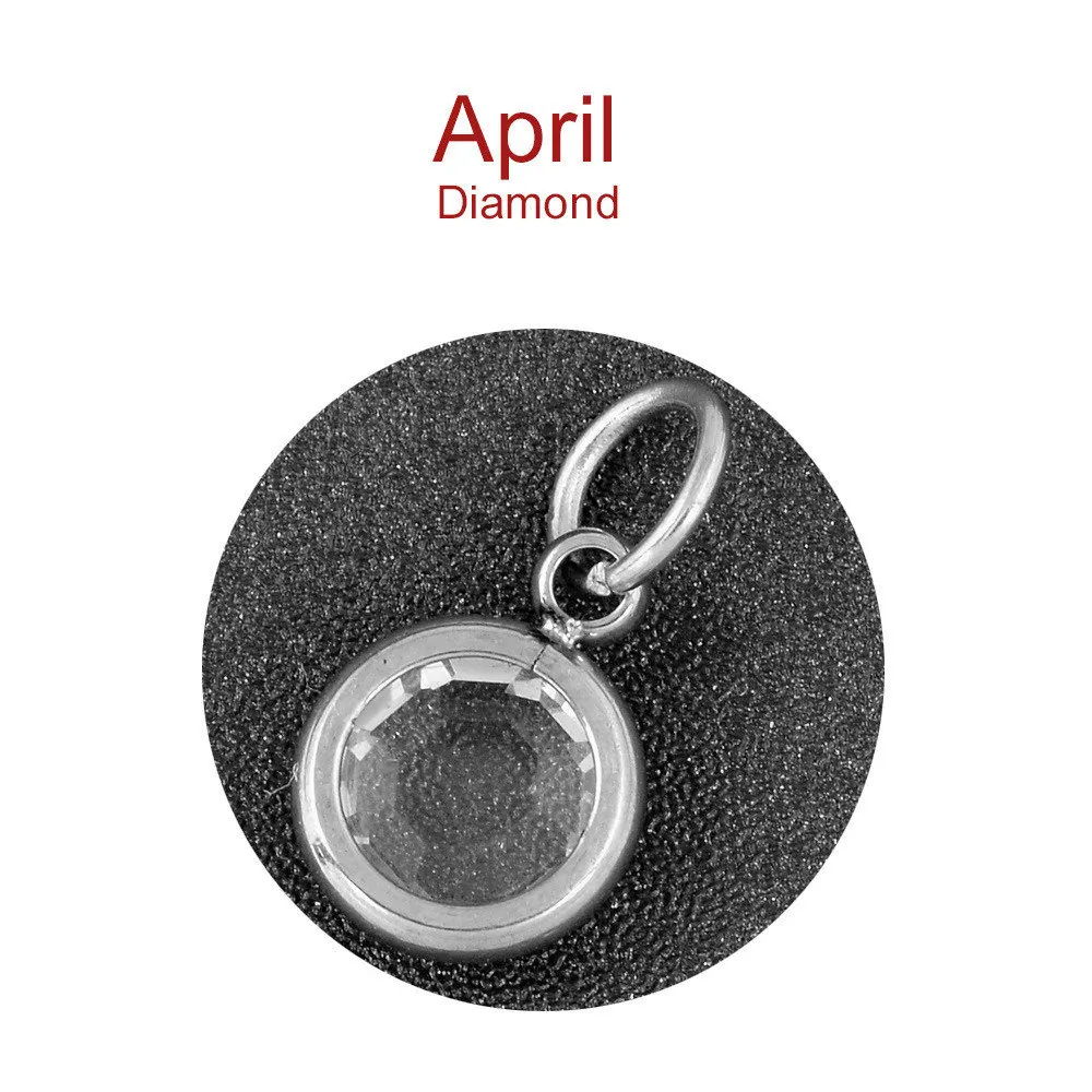 April Высокое качество, 12 шт./лот, смешанный камень, шарм, 7 мм, для Diy, персонализированное ожерелье и браслет, нержавеющая сталь, Созвездие камня - Окраска металла: April