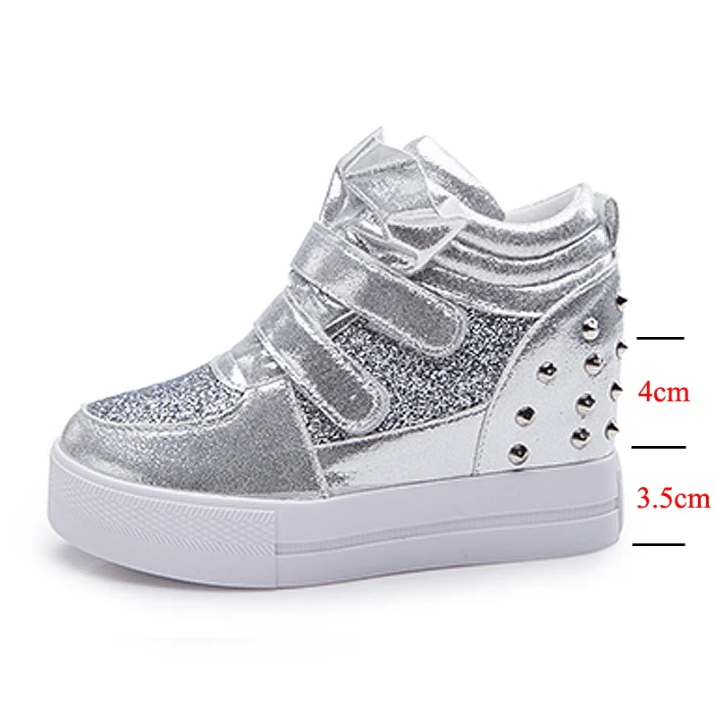 White Women Sneakers High Heels Wedges Casual Shoes Female Rivet Ankle Boots For Hook &amp Loop Ladies Flats Grapara | Обувь