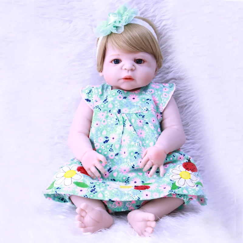 Bebe 22&quot reborn full silicone dolls girl toys gift blonde hair wig can enter water bonecas bjd born | Игрушки и хобби